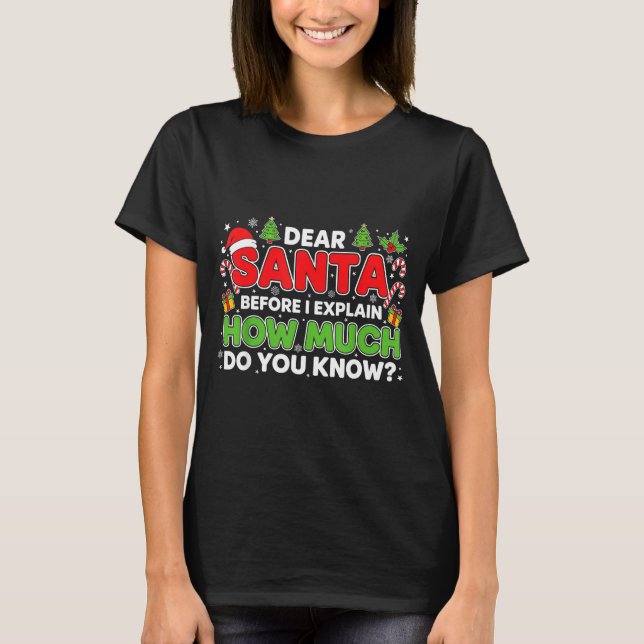 Dear Santa I Can Explain Funny Christmas Men Women T-Shirt (Vorderseite)