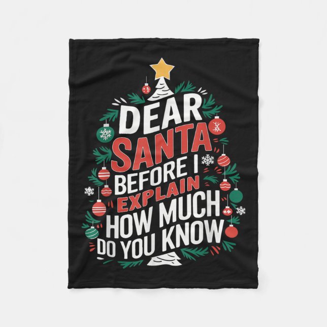 Dear Santa I Can Explain Funny Christmas Pjs Tree  Fleecedecke (Vorderseite)