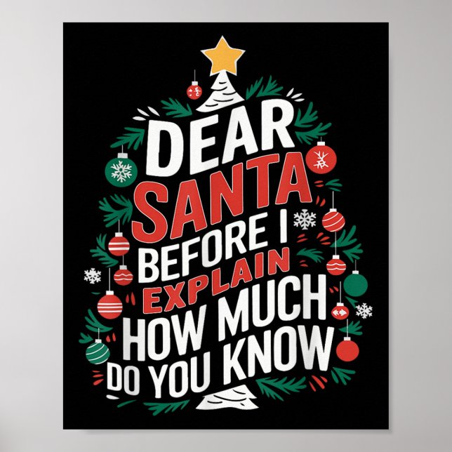 Dear Santa I Can Explain Funny Christmas Pjs Tree  Poster (Vorne)