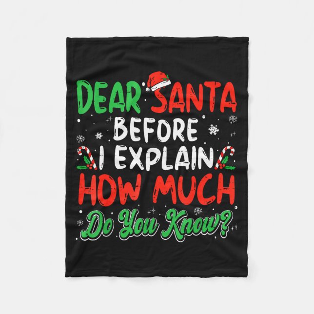 Dear Santa I Can Explain Funny Christmas Shirts Ki Fleecedecke (Vorderseite)