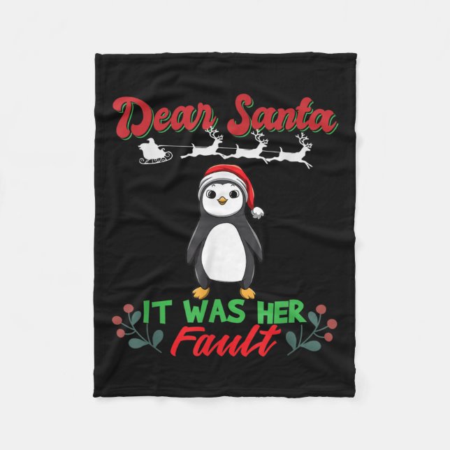 Dear Santa It Was Her Fault Siblings Matching Xmas Fleecedecke (Vorderseite)