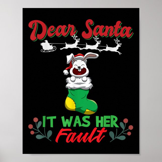 Dear Santa It Was Her Fault Siblings Matching Xmas Poster (Vorne)