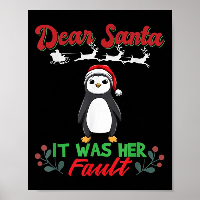 Dear Santa It Was Her Fault Siblings Matching Xmas Poster (Vorne)