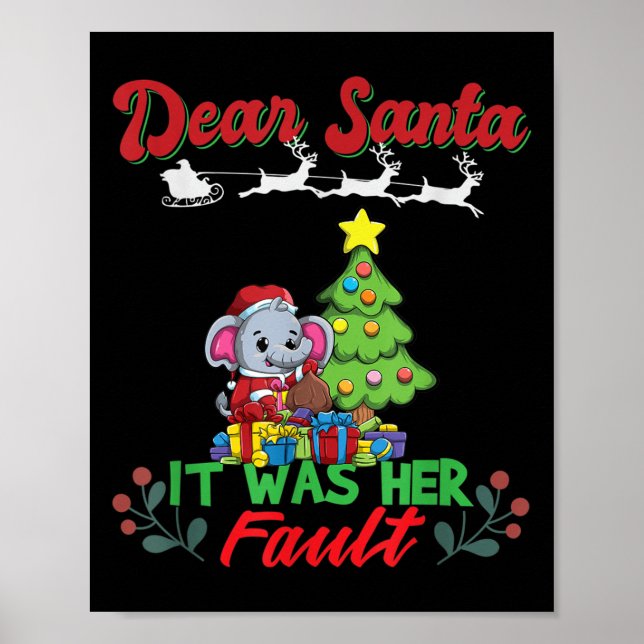 Dear Santa It Was Her Fault Siblings Matching Xmas Poster (Vorne)
