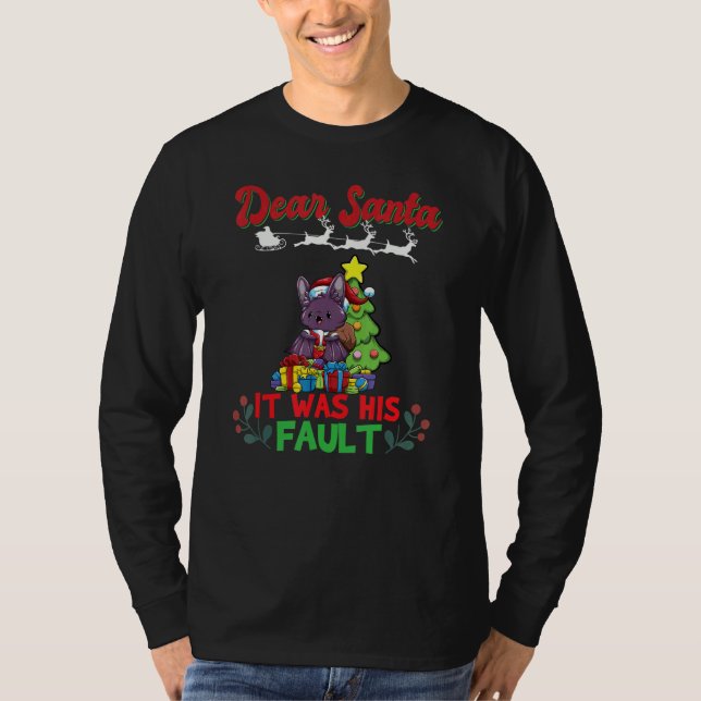 Dear Santa It Was His Fault Siblings Matching Xmas T-Shirt (Vorderseite)