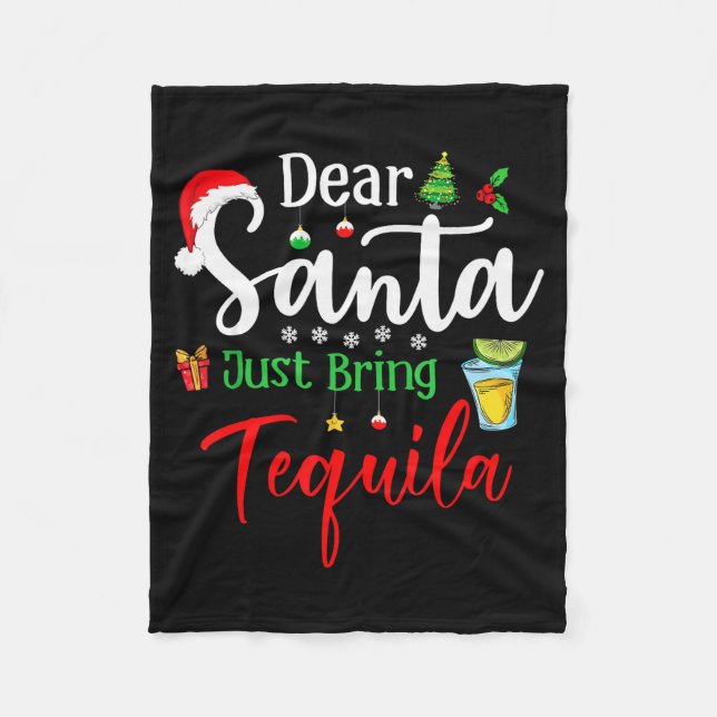 Dear Santa Just Bring Tequila Funny Drinking Chris Fleecedecke (Vorderseite)