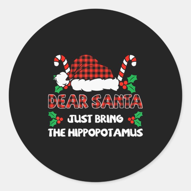 Dear Santa Just Bring The Hiptamus Christmas Famil Runder Aufkleber (Vorderseite)