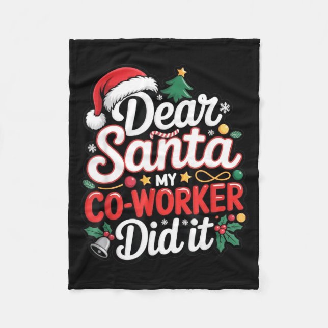 Dear Santa My Co-worker Did It Funny Christmas Cow Fleecedecke (Vorderseite)