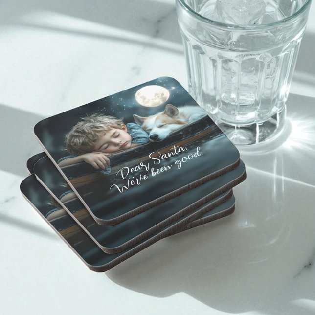 Dear Santa We've Been Good Holiday Photo Getränkeuntersetzer (Von Creator hochgeladen)