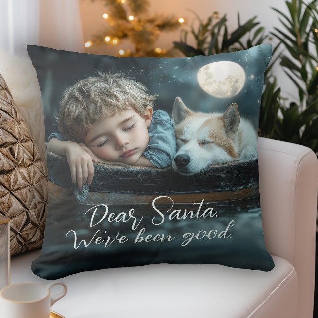 Dear Santa We've Been Good Holiday Photo Kissen (Von Creator hochgeladen)