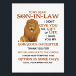 Dear Son-in-Law I Gave You My Gorgeous Daughter Fotodruck<br><div class="desc">To My Dear Son-In-Law I Gave You My Gorgeous Daughter</div>