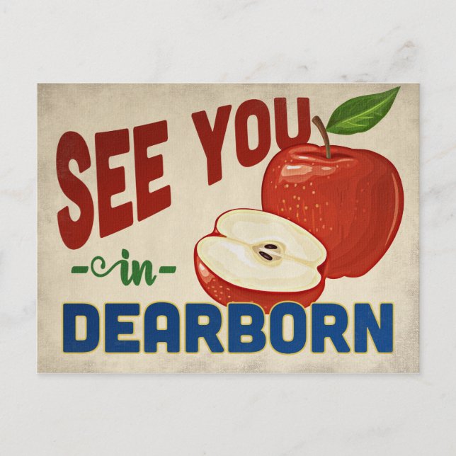 Dearborn Michigan Apple - Vintage Travel Postkarte (Vorderseite)