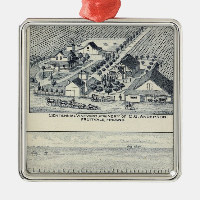 Deardorff und hundertjährige Weinberge, Ornament Aus Metall (Vorne)