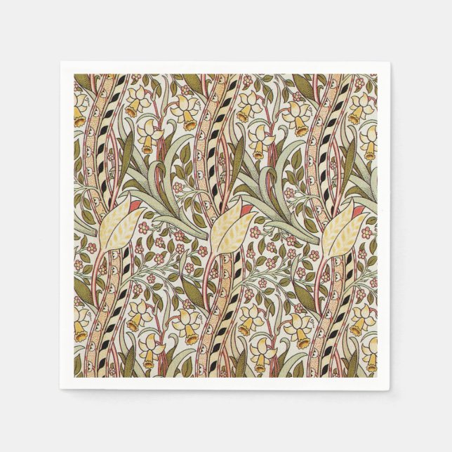 Dearle Daffodils Vintage-Blumenmuster Serviette (Vorderseite)