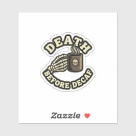 Death Before Decaf | Funny Retro Skull Laptop Aufkleber