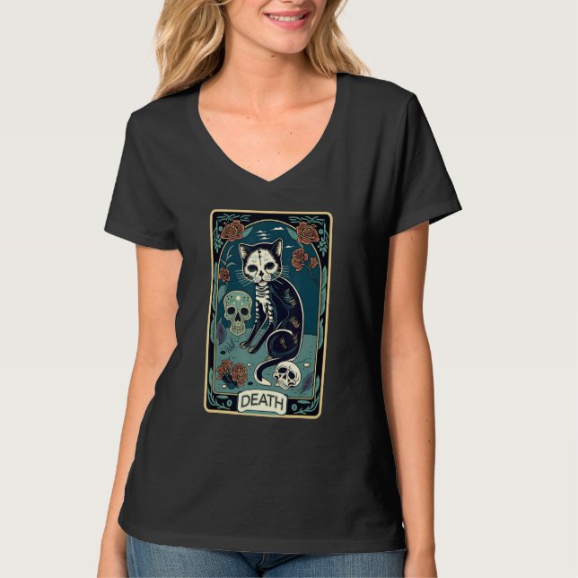 Death Cat Tarot Card Graphic for Tarot Cat Lovers  T-Shirt (Vorderseite)