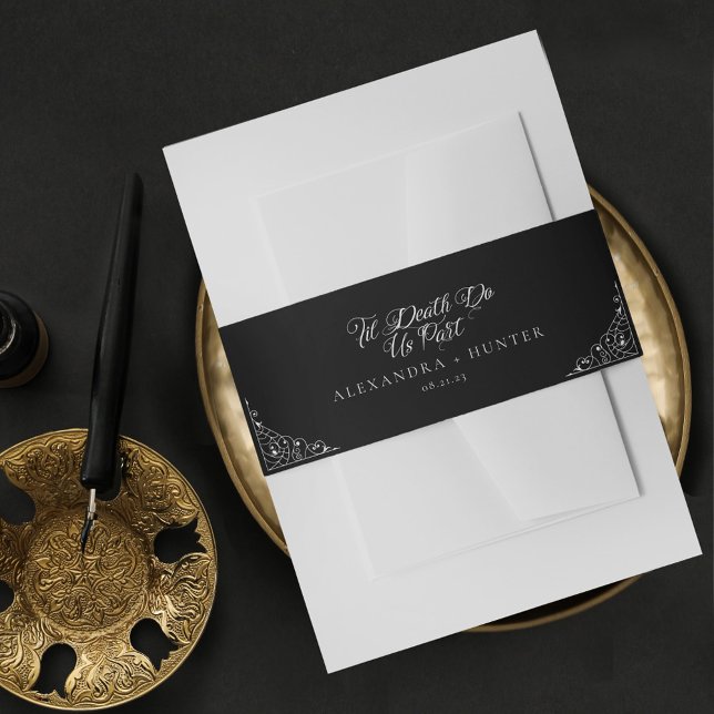 Death Do Us Part Halloween Gothic Wedding Black Einladungsbanderole (Death Do Us Part Halloween Gothic Wedding Black Invitation Belly Band)