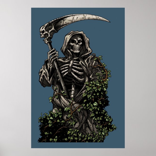 Death - Evil Skeleton Grim Reaper with Scythe Poster (Vorne)