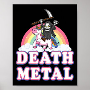 Death Metal Funny Rainbow Grim Sensenmann Unicorn  Poster