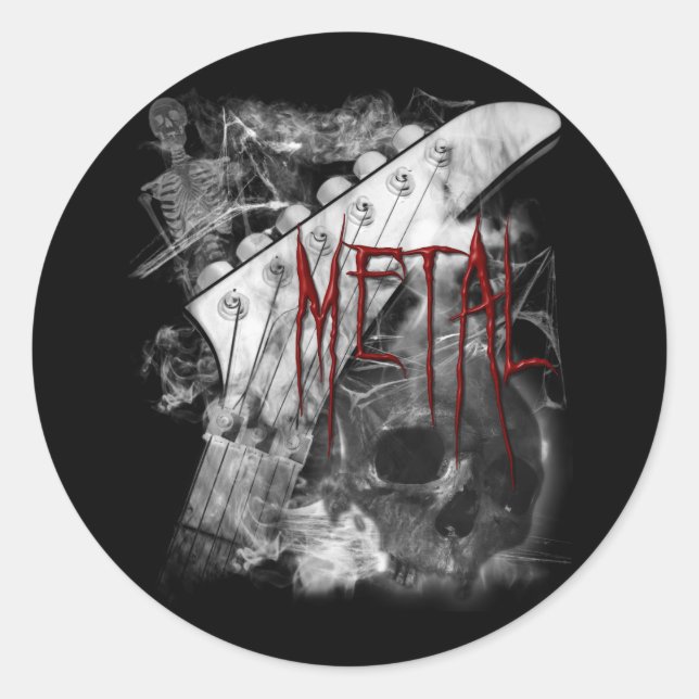 Death Metal Guitar Runder Aufkleber (Vorderseite)