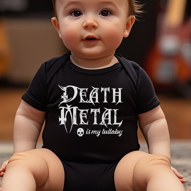 Death Metal ist mein Lullaby Baby Strampler (The ideal cheeky baby shower gift for parents that love their metal.)