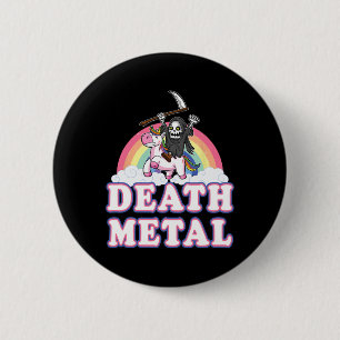 Death Metal Lustiger Regenbogen Sensenmann Einhorn Button
