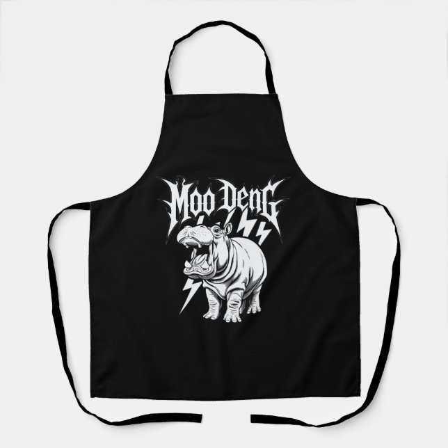 Death Metal Niedlich Baby Hippo Moo Deng Hippopota Schürze (Vorderseite)
