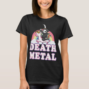 Death Metal Rainbow Funny Grim Sensenmann Unicorn T-Shirt