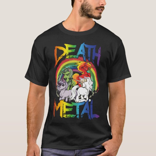 Death Metal  Rainbow Unicorn Apocalypse T-Shirt (Vorderseite)