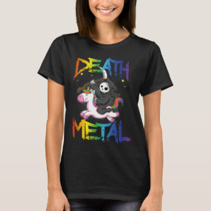 Death Metal Sensenmann Reitet Einhorn Halloween Wi T-Shirt