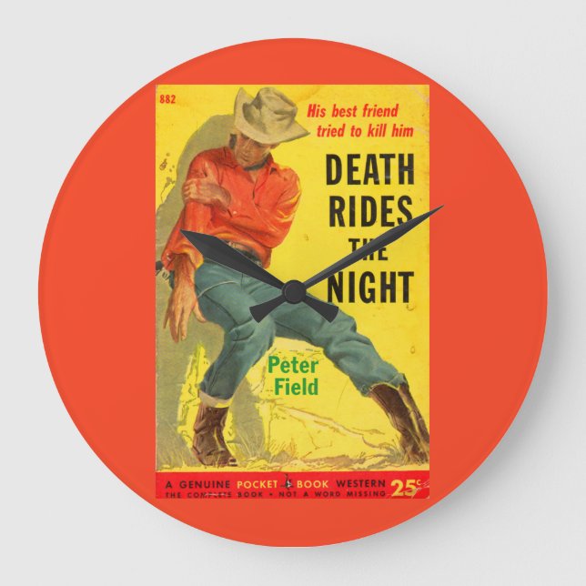 Death Rides The Night Western Buchcover Große Wanduhr (Vorderseite)