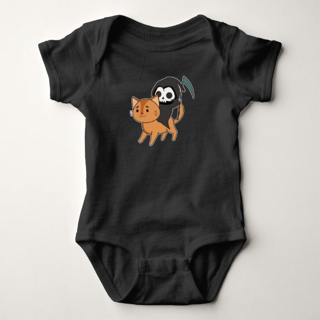 Death Riding Cat Funny - Funny Cats Baby Strampler (Vorderseite)