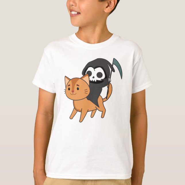 Death Riding Cat Funny - Funny Cats T-Shirt (Vorderseite)