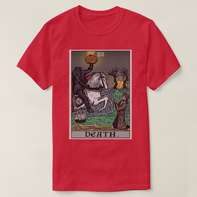 Death Tarot Card Headless Horseman Gothic Spooky H T-Shirt (Design vorne)