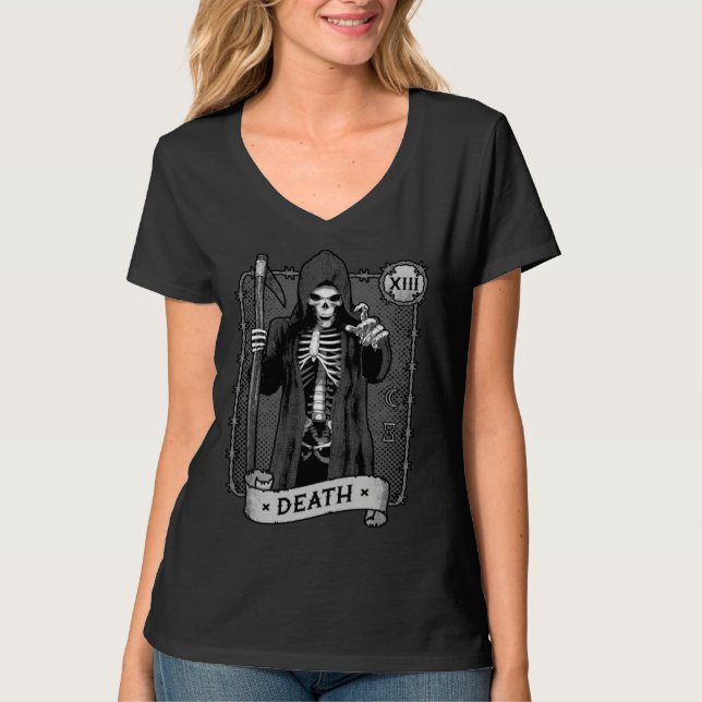 Death Tarot Card Occult Dark Grim Reaper Astrology T-Shirt (Vorderseite)
