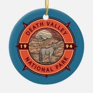 Death Valley National Park Coyote Retro Compass Keramik Ornament
