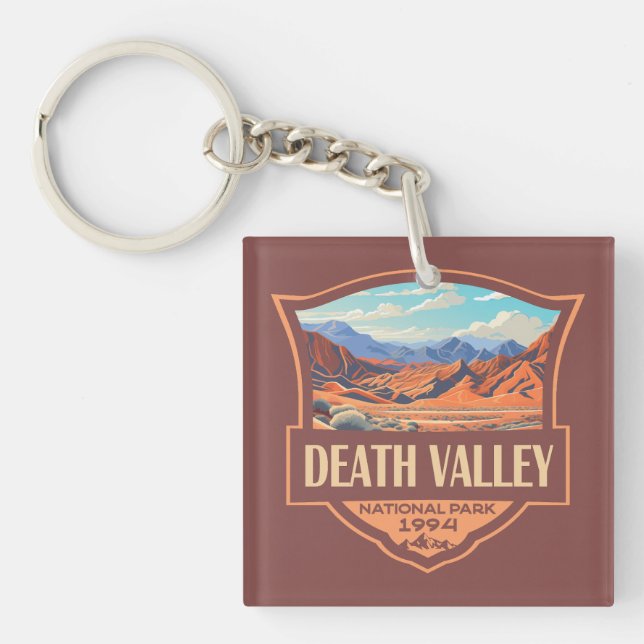 Death Valley Nationalpark Illustration Retro Schlüsselanhänger (Vorderseite)
