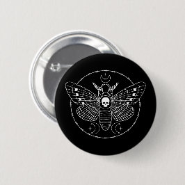 Deaths Head Hawk Moth Black Goth Button