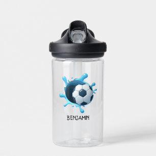 D'eau Boule de football bleu Nom personnalisé Bouteille