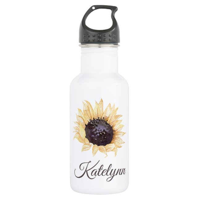 D'eau Bouteille à fleurs de tournesol personnalisée (Devant)