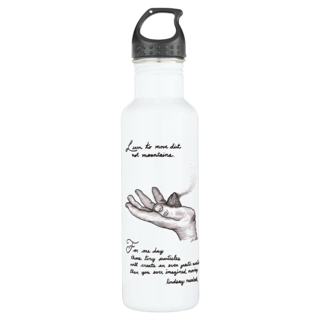D'eau citation inspirée de dessin de fusain de bouteille (Devant)