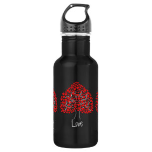 D'eau En Acier Inoxydable Bouteille de noir d'arbre de coeur d'amour