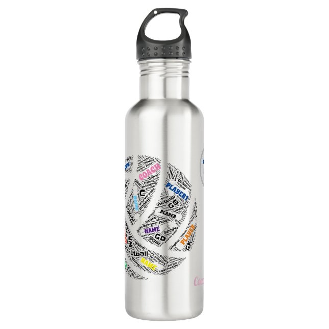 D'eau Équipe De Netball Personnalisée Nommée Bouteille D (Devant)