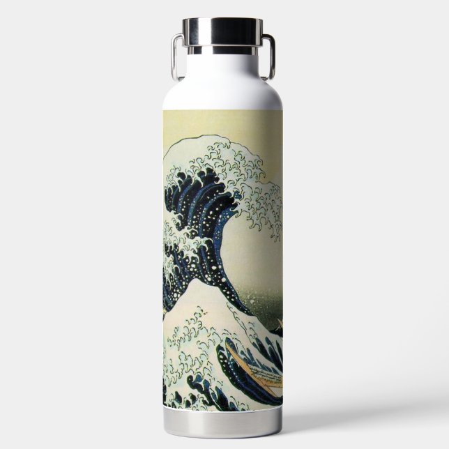 D'eau Hokusai Grande Vague Bouteille Isolée (Avant)