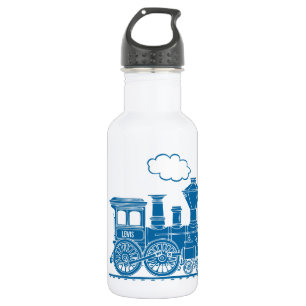 D'eau Le train bleu badine la bouteille blanche nommée