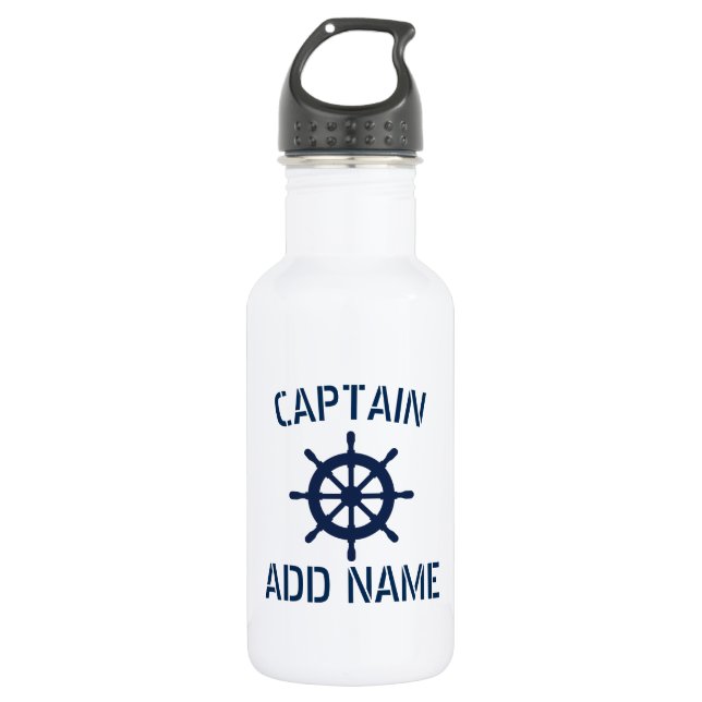 D'eau Nom du capitaine de bateau personnalisé bouteille  (Devant)