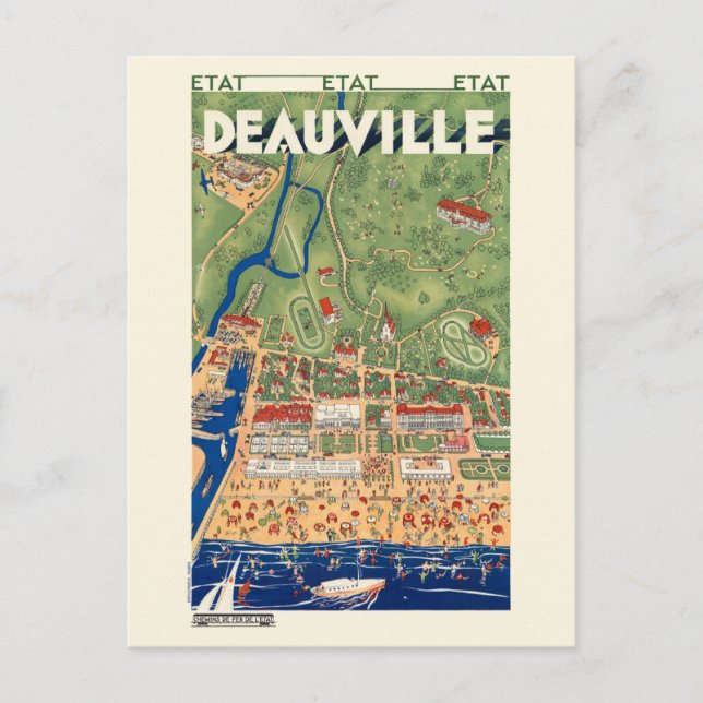 Deauville France Vintage Poster 1931 Postkarte (Vorderseite)