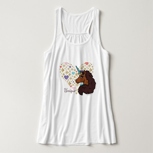 Débardeur Afro Unicorn | Design cardiaque unique (Design devant)