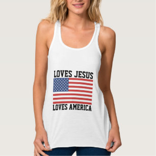 DÉBARDEUR AIME JÉSUS AIME L'AMÉRIQUE PATRIOTIQUE CHRÉTIEN