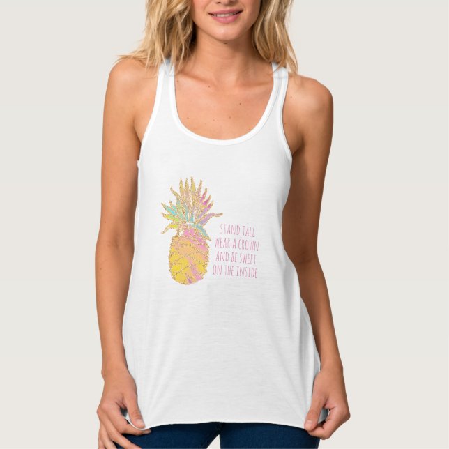 Débardeur Arc-en-ciel et ananas en or Soyez un ananas (Devant)